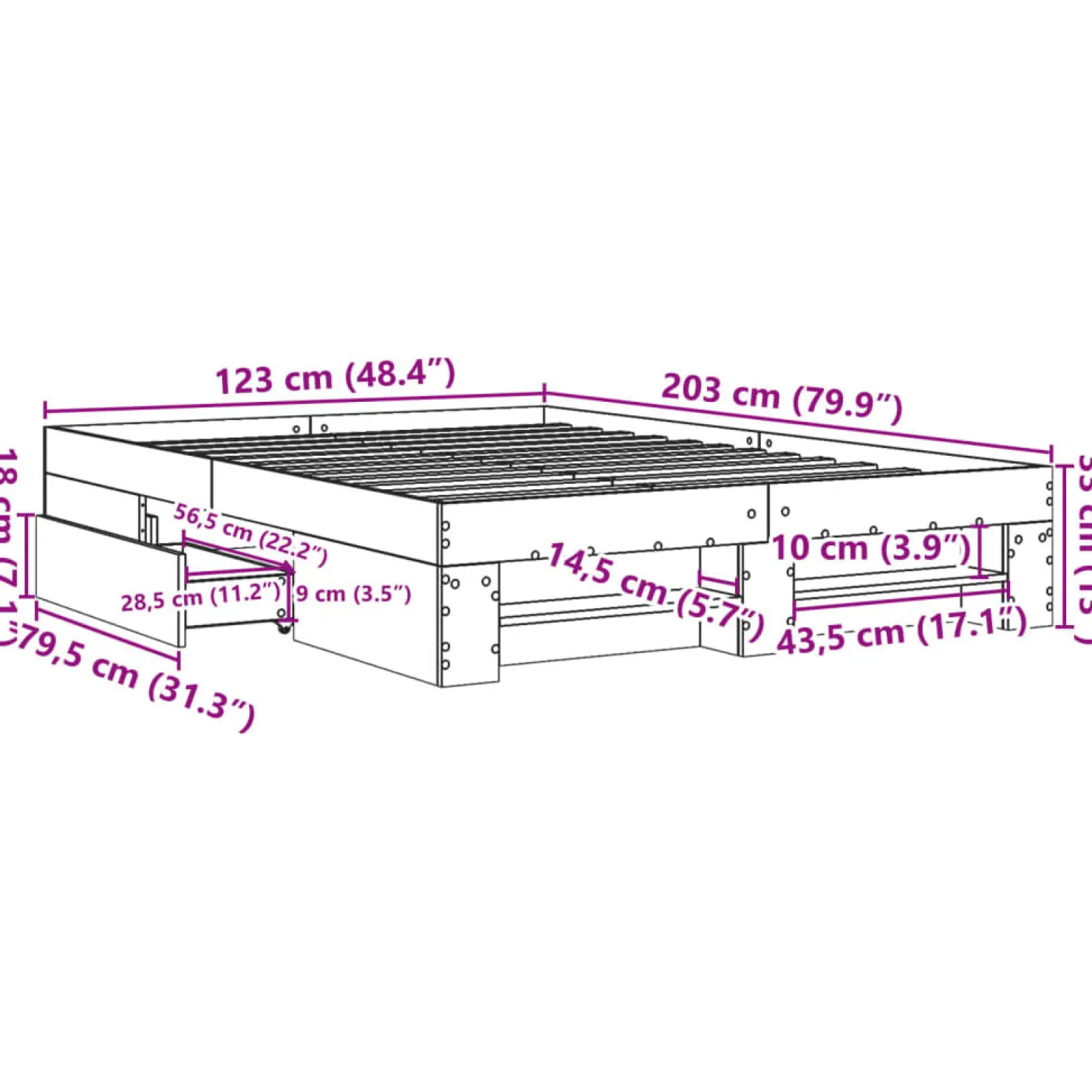 Łóżko Drewniane Rama Łóżka Sofa Brązowe Do Sypialni Pokoju 120x200 cm