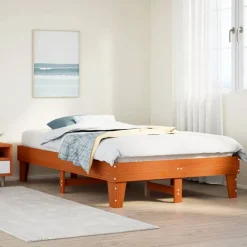 Łóżko Drewniane Rama Łóżka Sofa Brązowe Do Sypialni Pokoju 135x190 cm