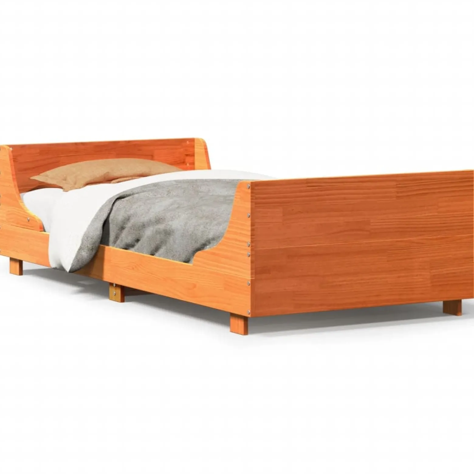 Łóżko Drewniane Rama Łóżka Sofa Brązowe Do Sypialni Pokoju 75x190 cm,