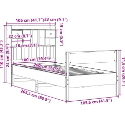 Łóżko Drewniane Rama Łóżka Sofa Brązowe Do Sypialni Pokoju 100x200 cm