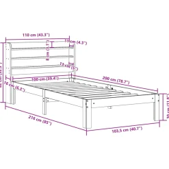 Łóżko Drewniane Rama Łóżka Sofa Brązowe Do Sypialni Pokoju 100x200 cm