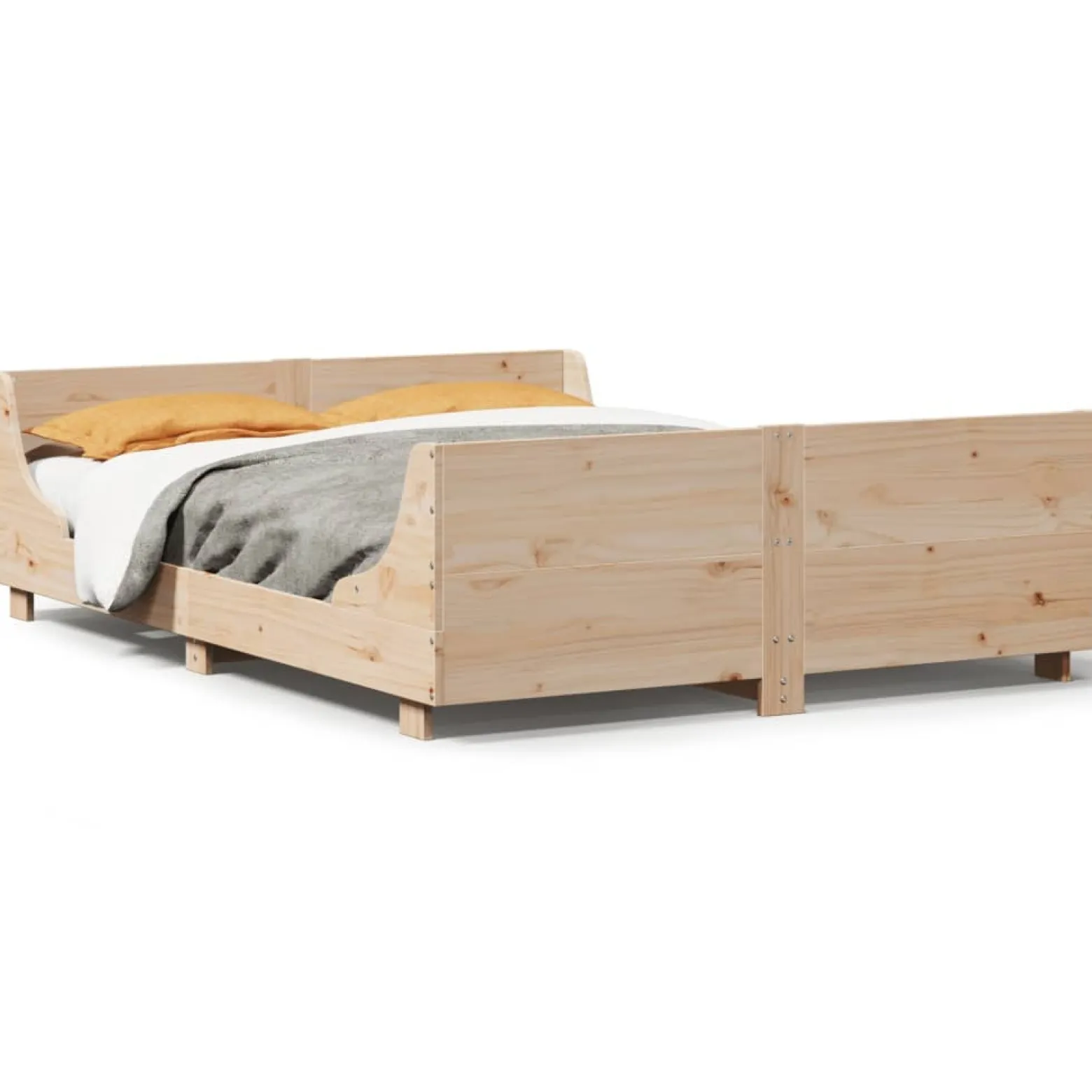 Łóżko Drewniane Rama Łóżka Sofa Brązowe Do Sypialni Pokoju 140x190 cm