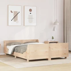 Łóżko Drewniane Rama Łóżka Sofa Brązowe Do Sypialni Pokoju 140x190 cm