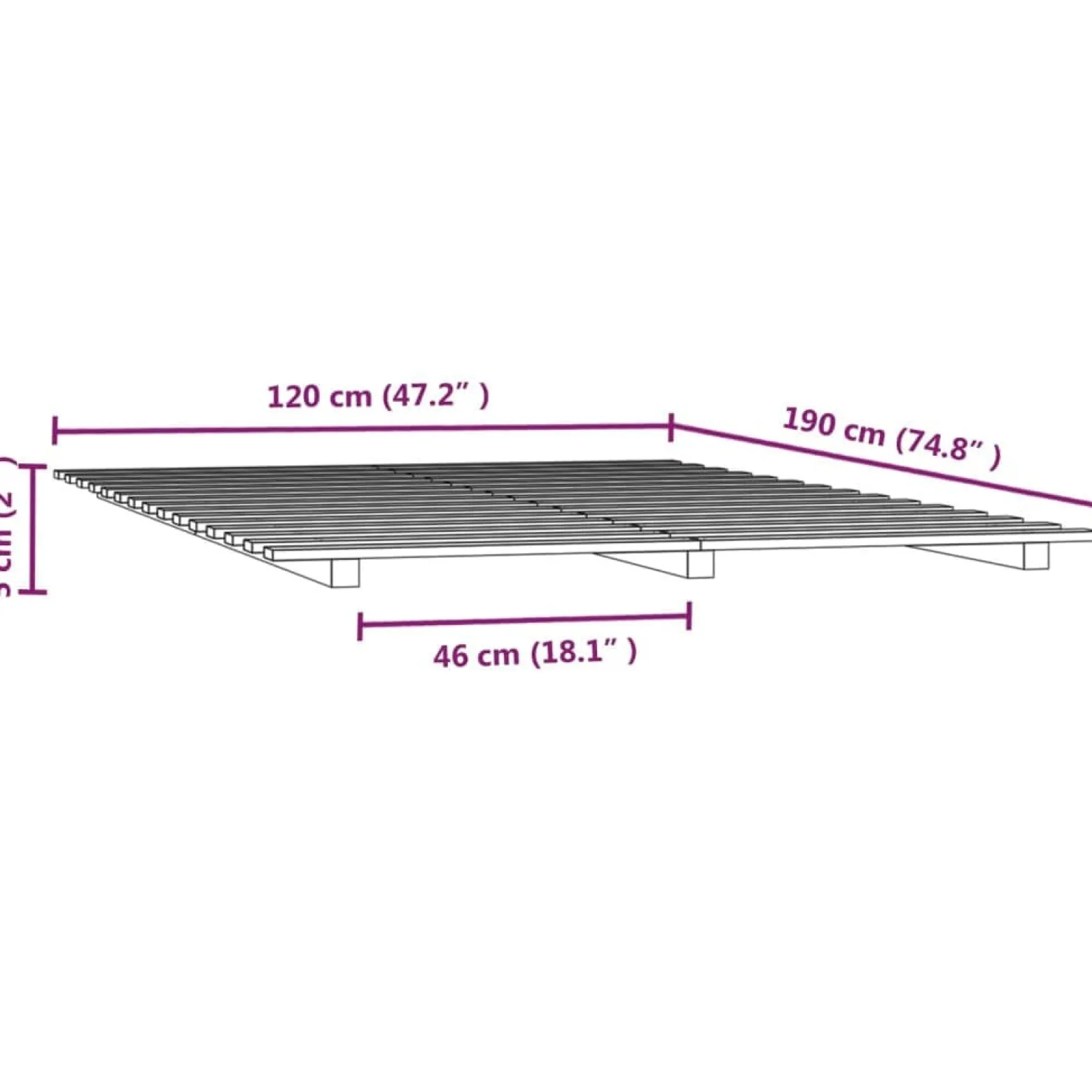 Łóżko Drewniane Rama Łóżka Sofa Brązowe Do Sypialni Pokoju 120x190 cm