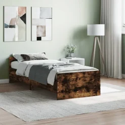 Łóżko Drewniane Rama Łóżka Sofa Brązowe Do Sypialni Pokoju 75x190 cm