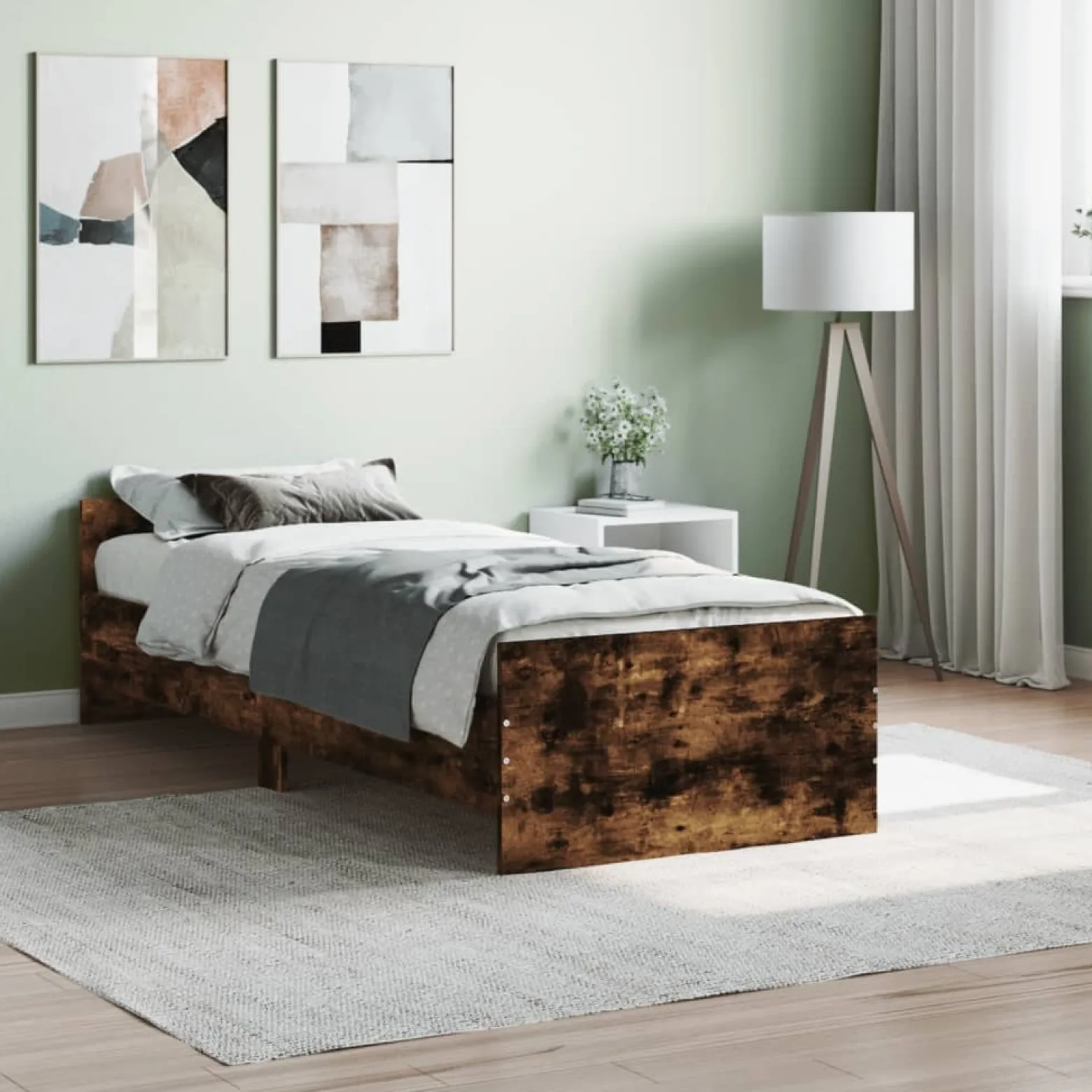 Łóżko Drewniane Rama Łóżka Sofa Brązowe Do Sypialni Pokoju 75x190 cm