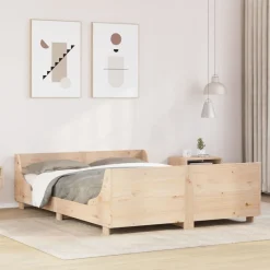 Łóżko Drewniane Rama Łóżka Sofa Brązowe Do Sypialni Pokoju 150x200 cm