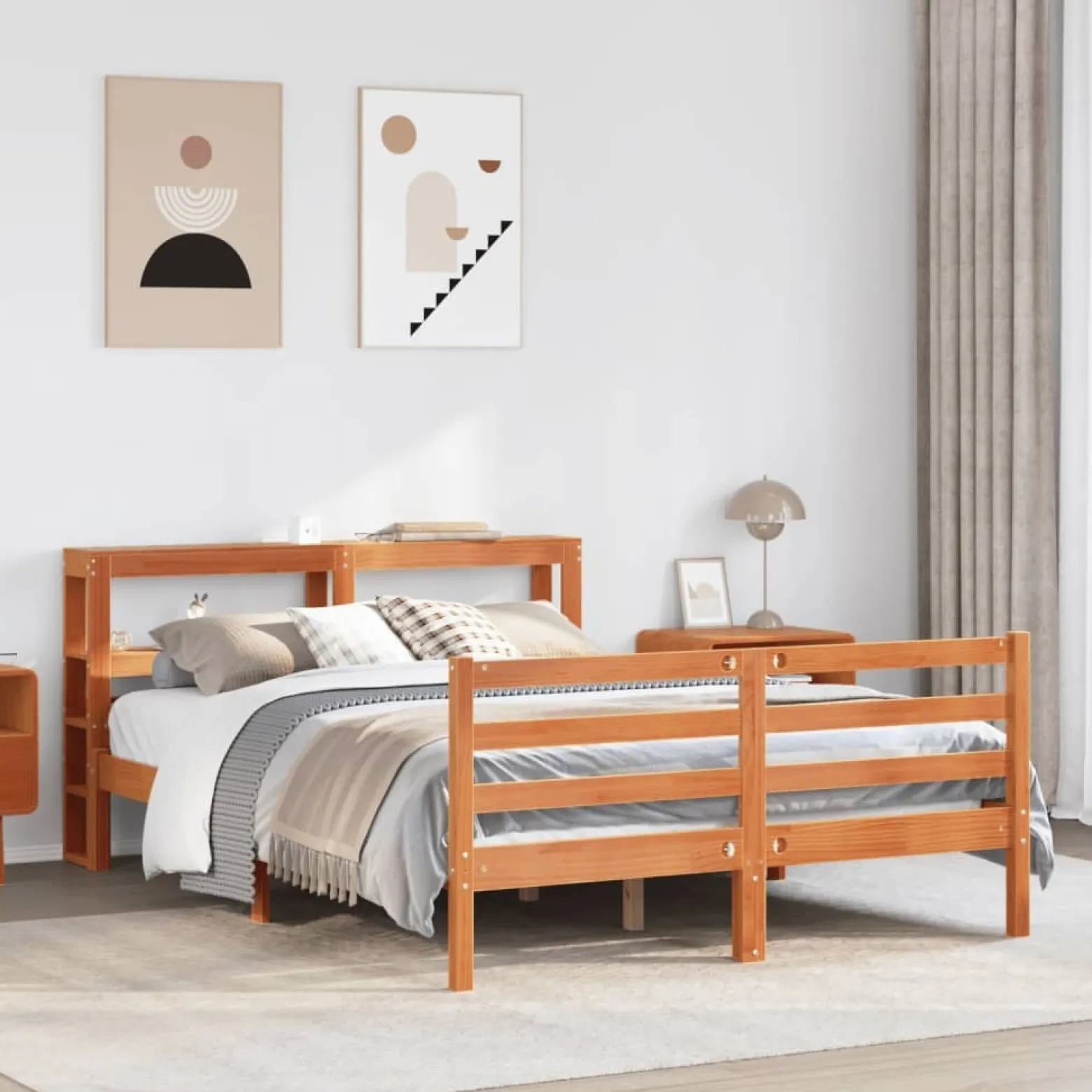Łóżko Drewniane Rama Łóżka Sofa Brązowe Do Sypialni Pokoju 120x190 cm
