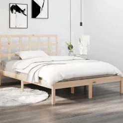 Łóżko Drewniane Rama Łóżka Sofa Brązowe Do Sypialni Pokoju 135x190 cm