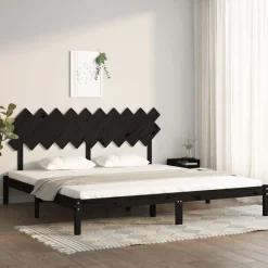 Łóżko Drewniane Rama Łóżka Sofa Czarne Do Sypialni Pokoju 200 x 200 cm