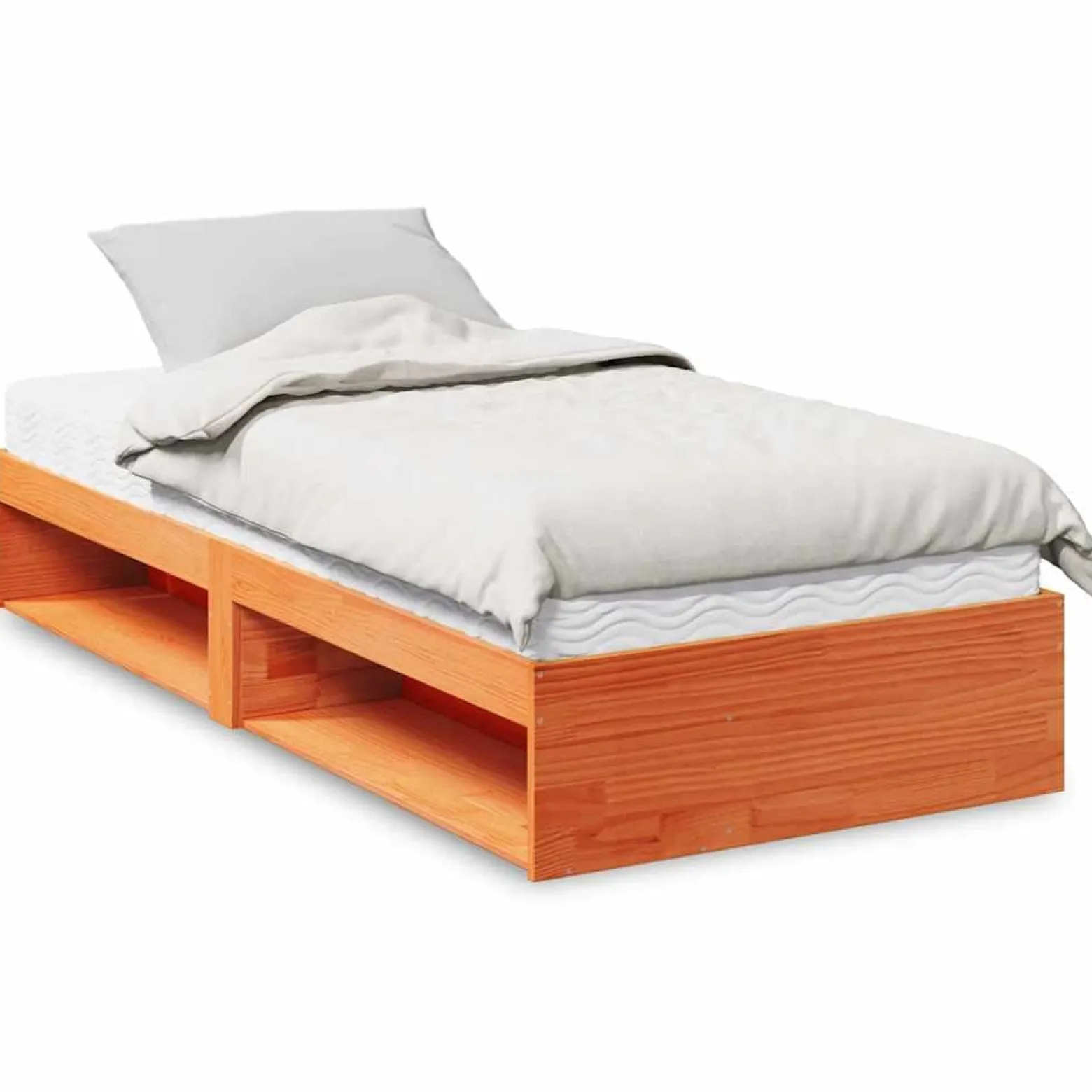 Łóżko Drewniane Rama Łóżka Sofa Ze Stelażem Brązowa 80x200 cm