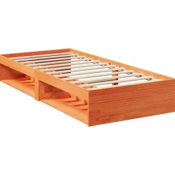 Łóżko Drewniane Rama Łóżka Sofa Ze Stelażem Brązowa 80x200 cm