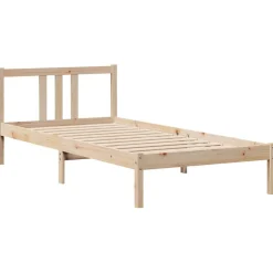 Łóżko Drewniane z Regałem Brązowe Rama Łóżka Ze Stelażem 75x190 cm