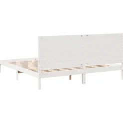 Łóżko Drewniane z Regałem Rama Łóżka Ze Stelażem Biała 180x210 cm