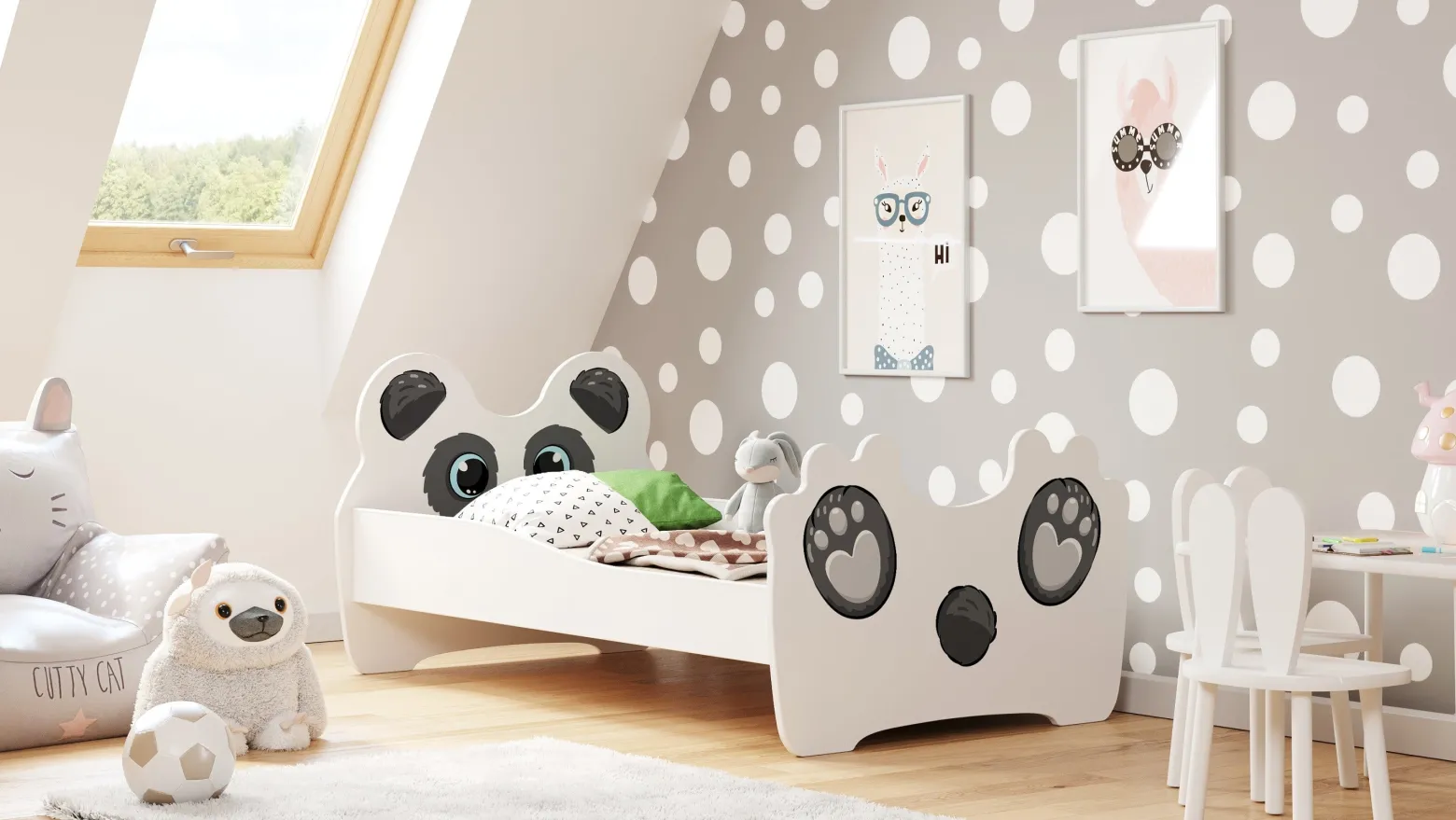 Łóżko dziecięce pojedyncze Panda 140x70