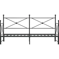 Łóżko Dzienne Metalowe Pojedyncze 90x200 Czarne Rama Łóżka ze Stelażem