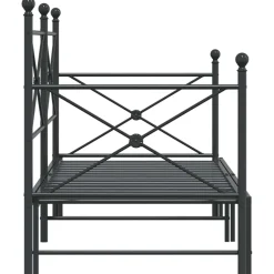 Łóżko Dzienne Metalowe Pojedyncze 90x200 Czarne Rama Łóżka ze Stelażem