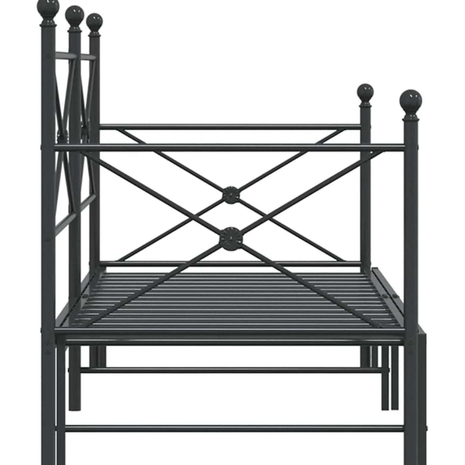 Łóżko Dzienne Metalowe Pojedyncze 90x200 Czarne Rama Łóżka ze Stelażem