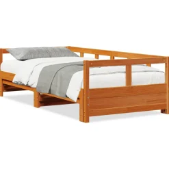 Łóżko Dzienne Sofa Rama Łóżka Drewniana Brązowa 80x200 cm