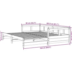 Łóżko Dzienne Sofa Rama Łóżka Drewniana Brązowa 80x200 cm