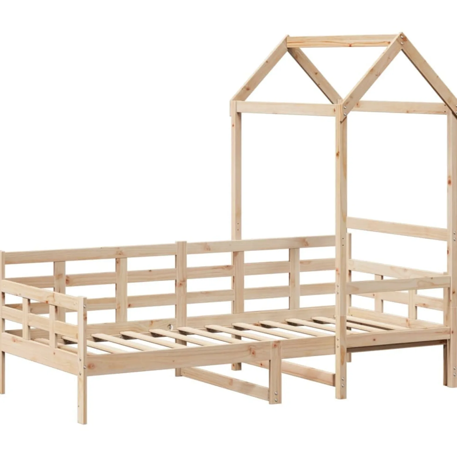 Łóżko dzienne z daszkiem 80x200 cm lite drewno sosnowe
