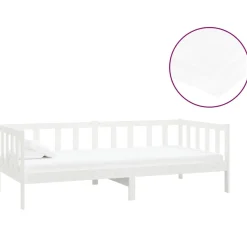 Łóżko dzienne z materacem 90x200 cm białe drewno sosnowe