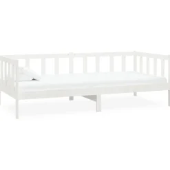 Łóżko dzienne z materacem 90x200 cm białe drewno sosnowe