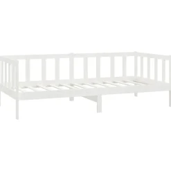 Łóżko dzienne z materacem 90x200 cm białe drewno sosnowe
