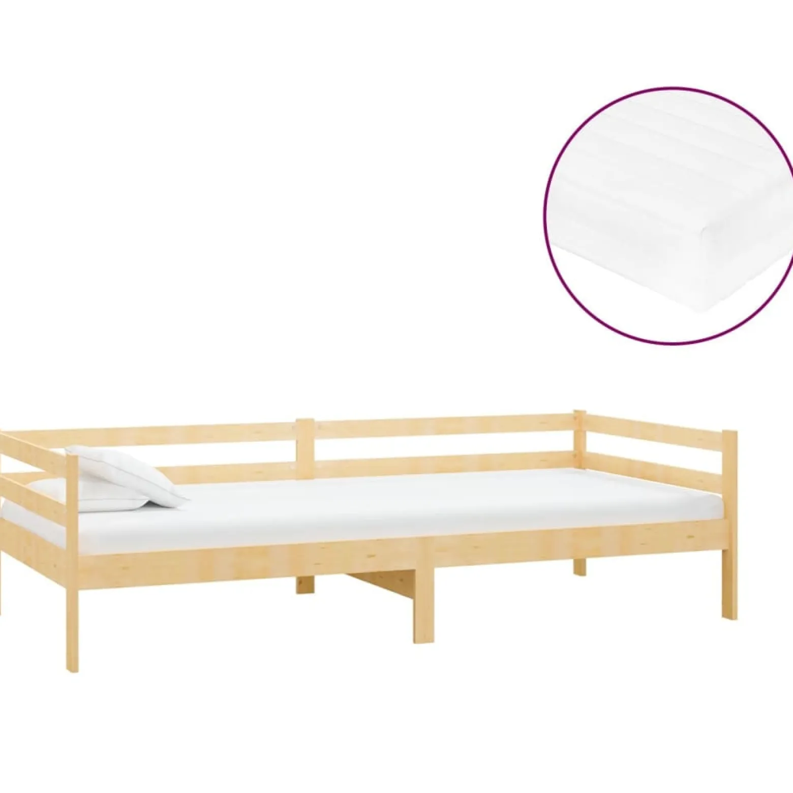 Łóżko dzienne z materacem 90x200 cm lite drewno sosnowe