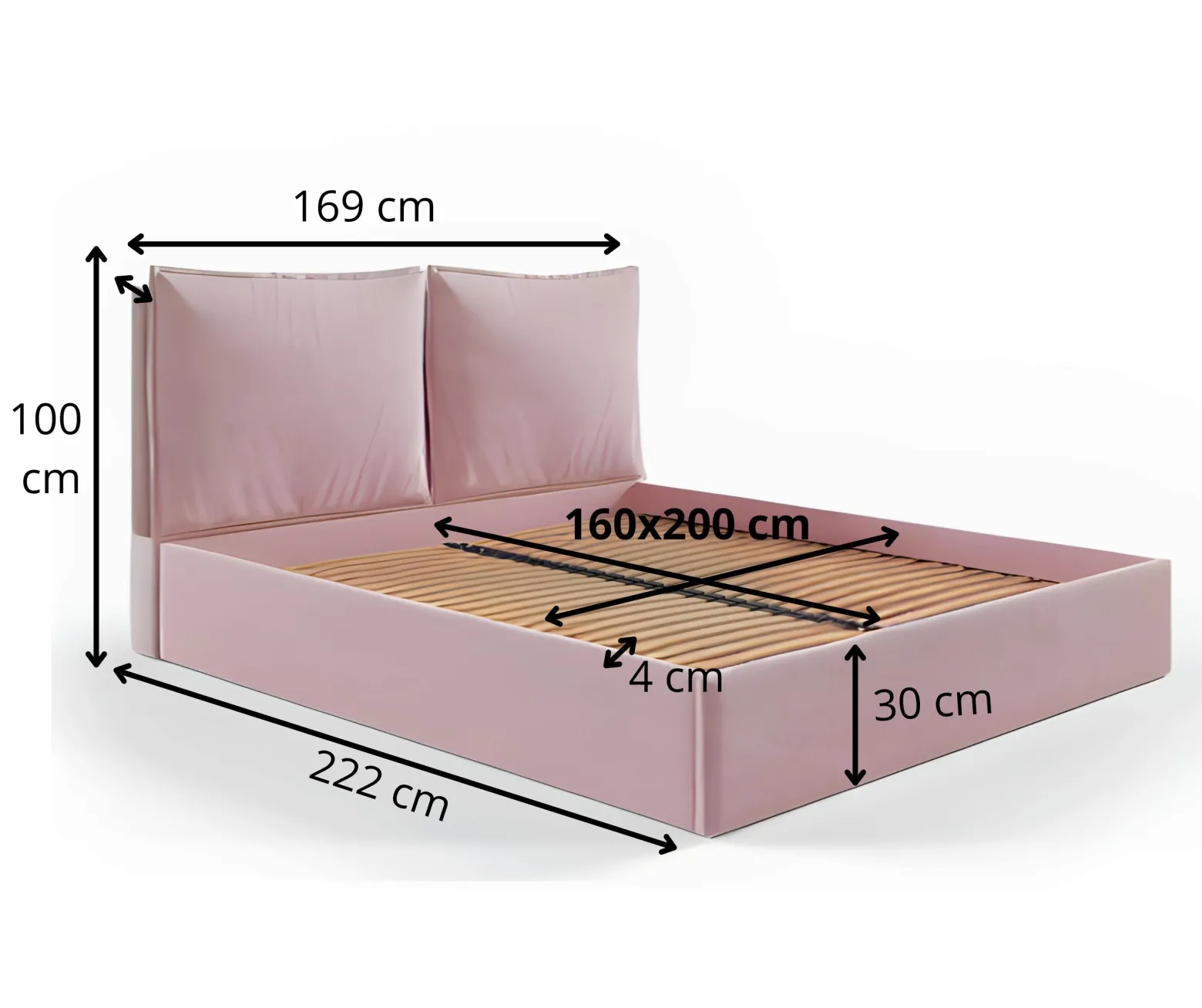 Łóżko Glam 160x200 z pojemnikiem na nóżkach 5cm, metalowy stelaż riviera 62