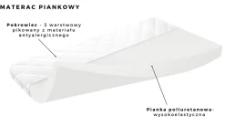 Łóżko Kacper białe z szufladą materac piankowy 180x80
