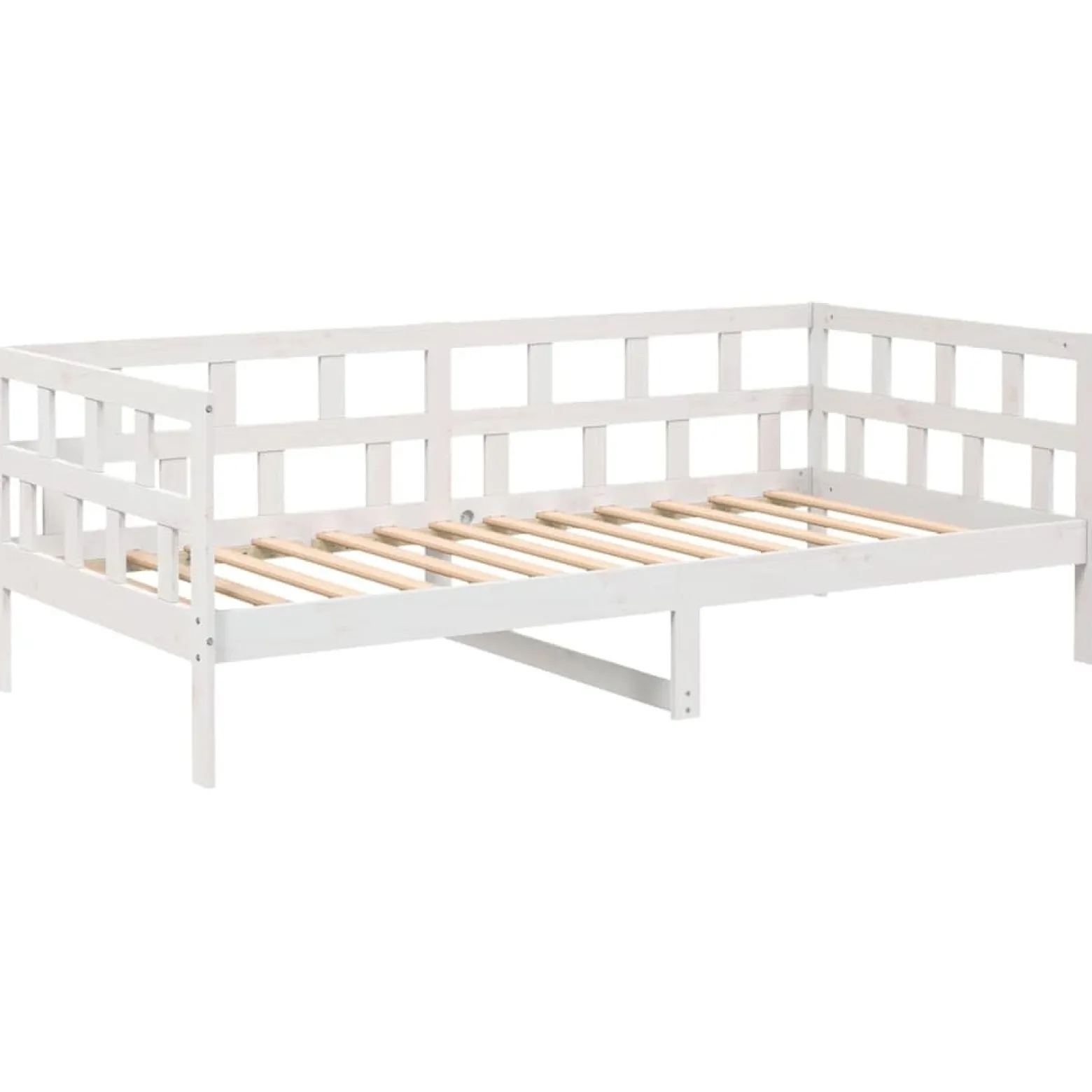Łóżko Łóżko Drewniane Białe Rama Łózko Ze Stelażem 80x200 cm