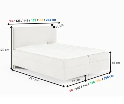 Łóżko kontynentalne Bella Box 90x200 z nóżkami riviera 21