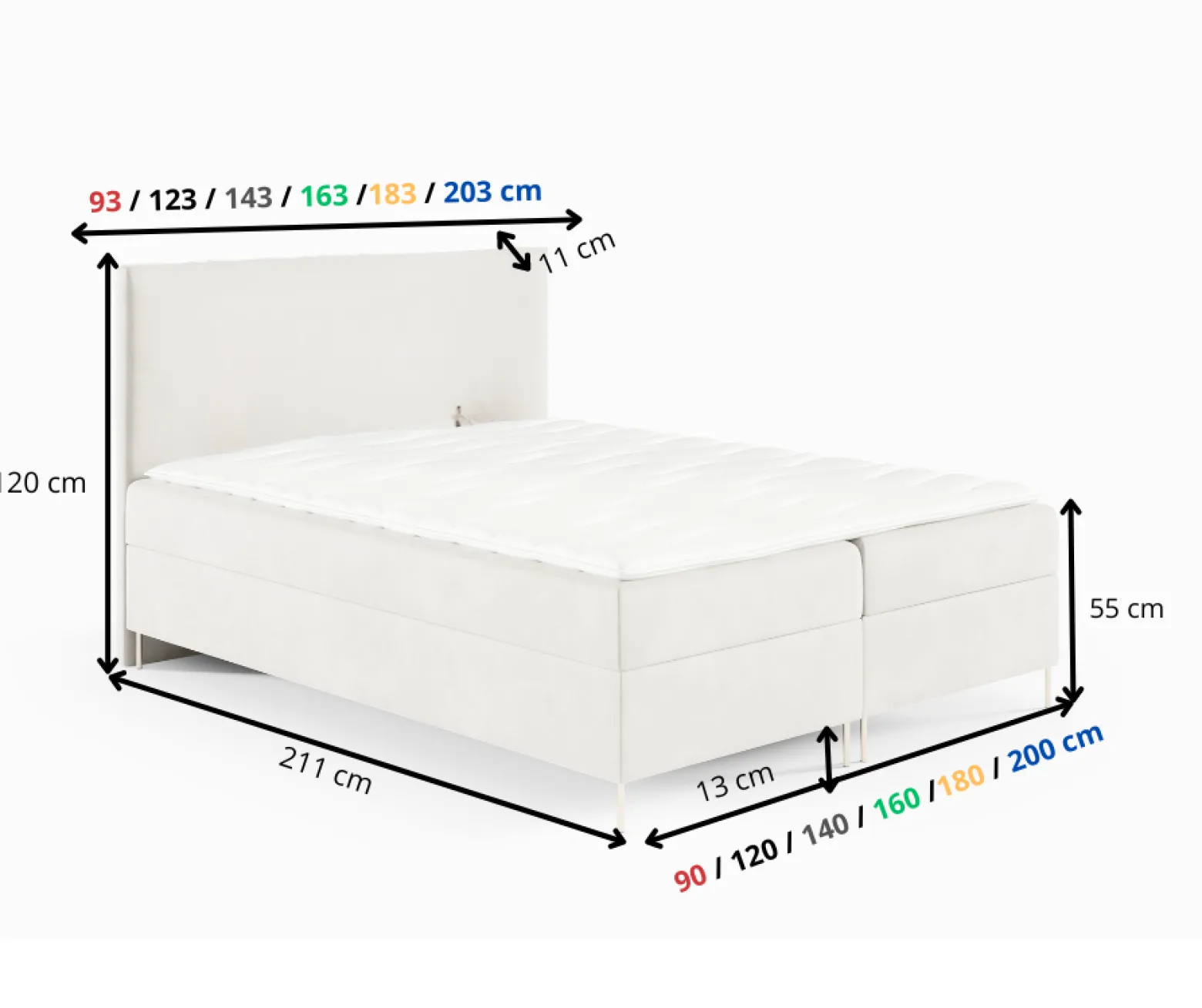 Łóżko kontynentalne Box 90x200 z nogami ( bez zagłówka) riviera 91