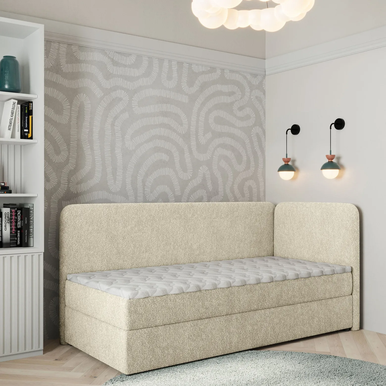 Łóżko kontynentalne GINA z topperem 90x200 cm