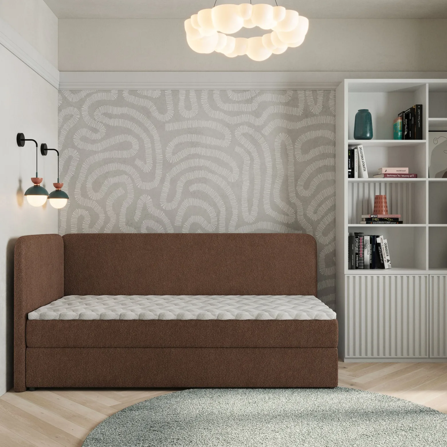Łóżko kontynentalne GINA z topperem 90x200 cm