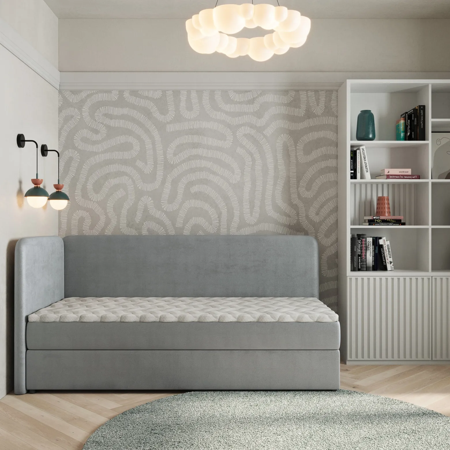 Łóżko kontynentalne GINA z topperem 90x200 cm