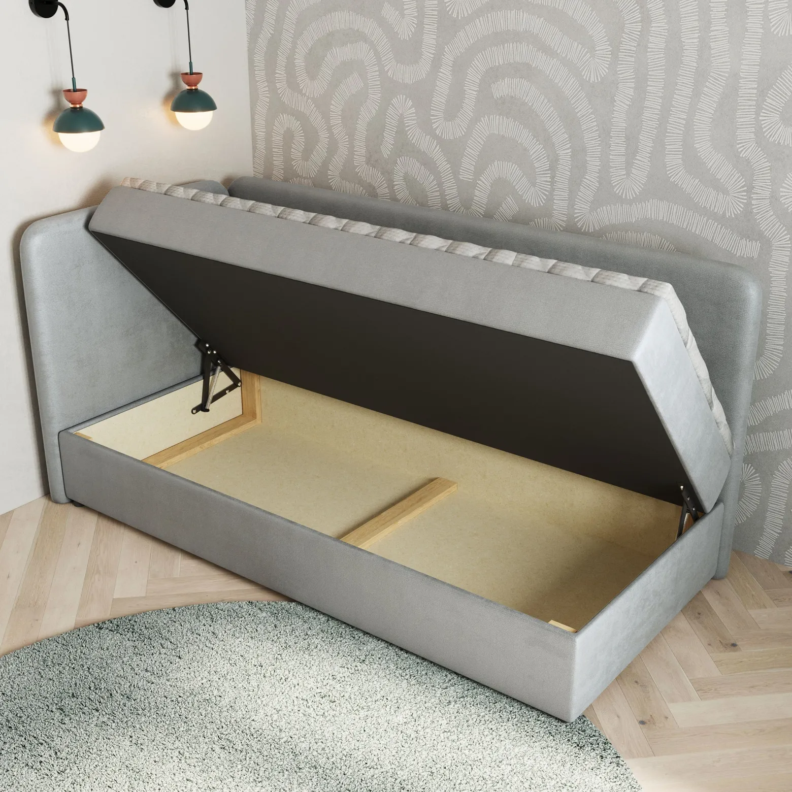 Łóżko kontynentalne GINA z topperem 90x200 cm