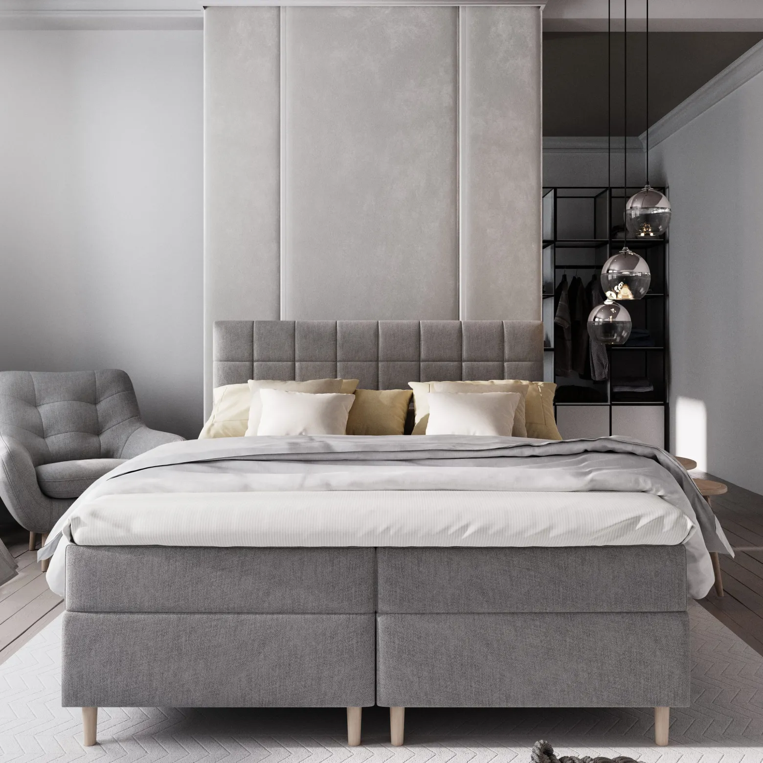 Łóżko kontynentalne IBIZA z topperem 160x200 cm
