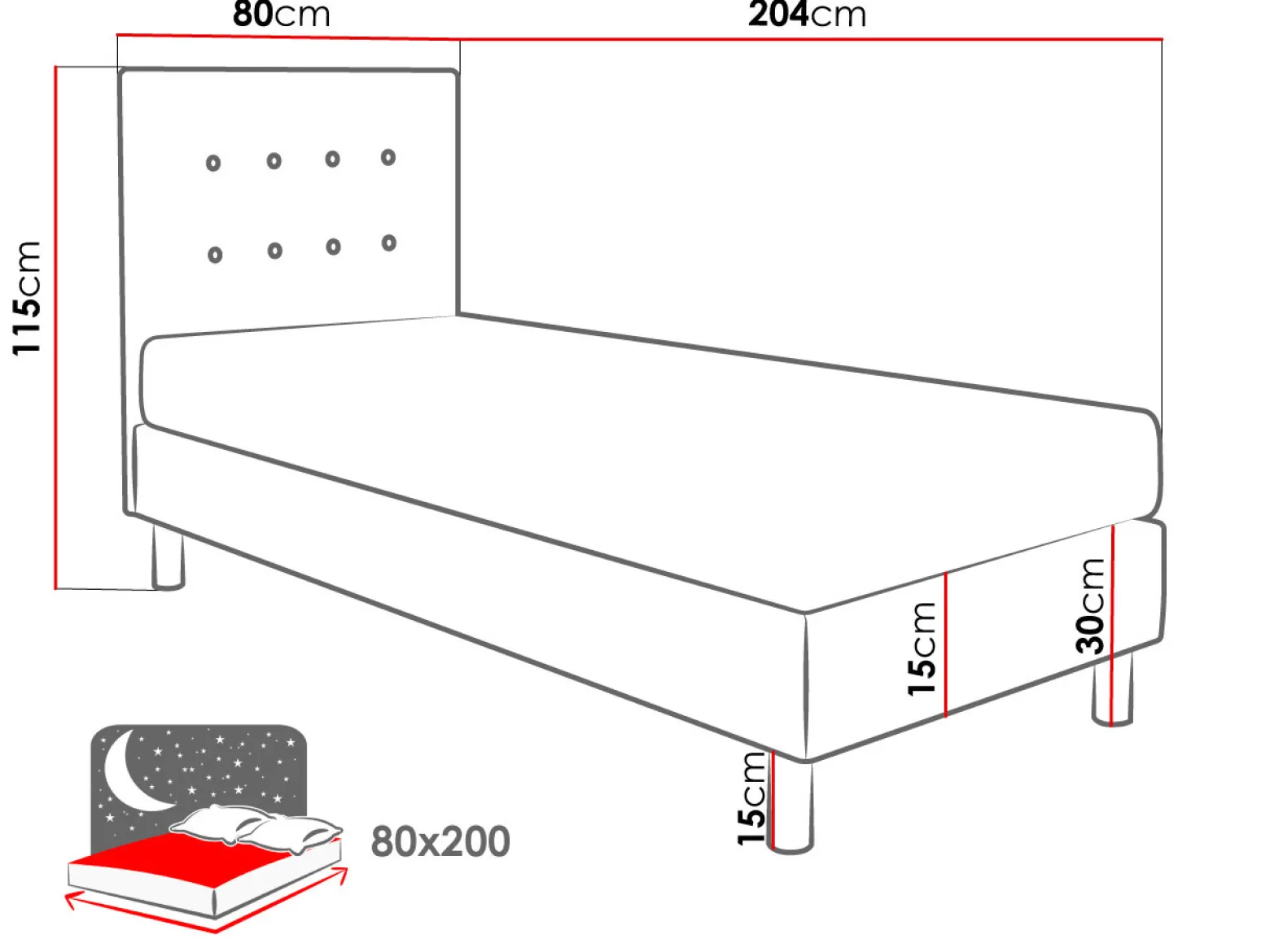 Łóżko kontynentalne Lux 80x200