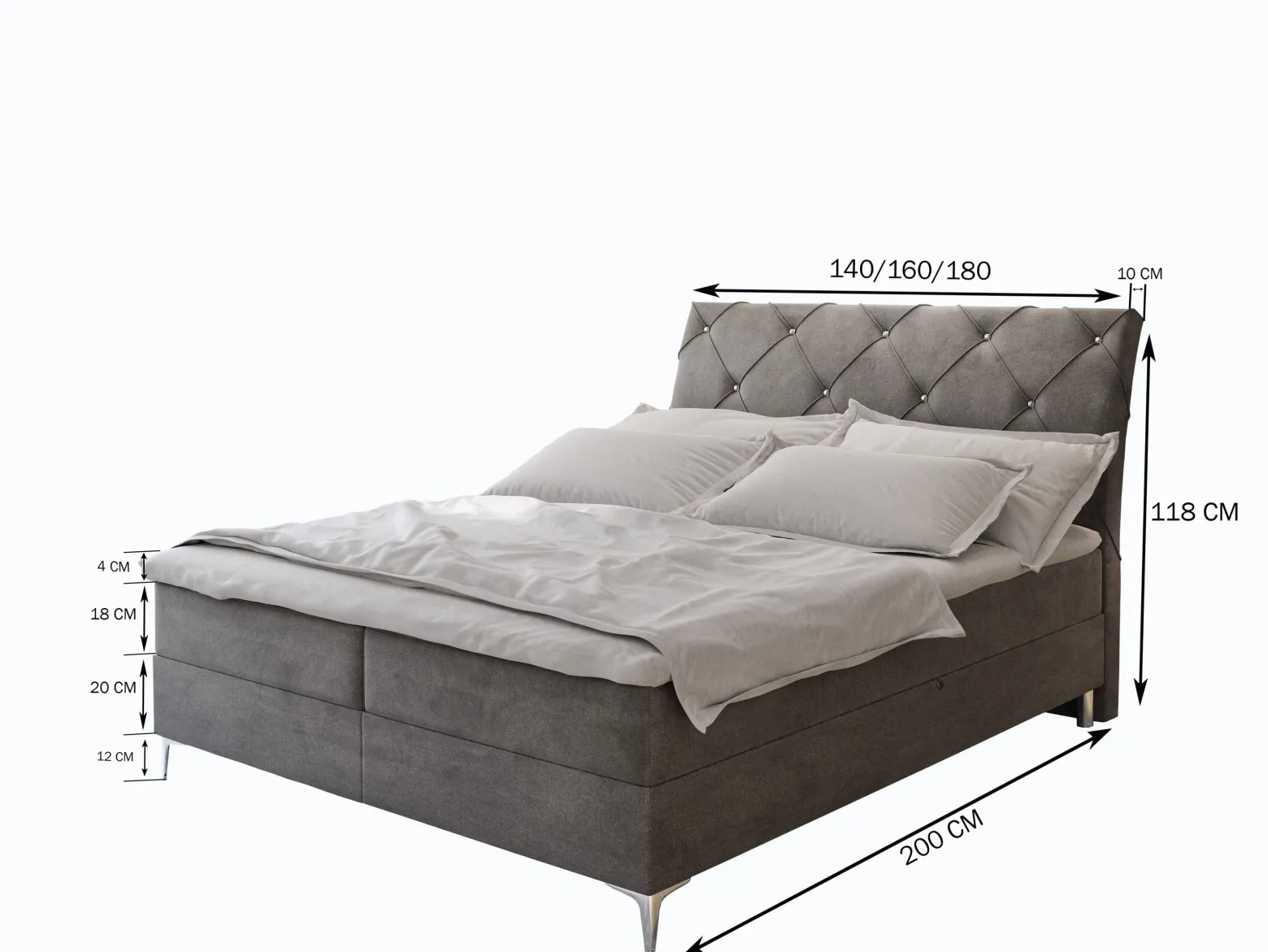 Łóżko kontynentalne MACON z topperem 140x200 cm