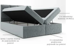 Łóżko Kontynentalne + Materac + Pojemniki Bonito Szary 160