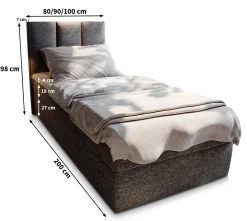 Łóżko kontynentalne MERIL 90 z topperem 90x200 cm