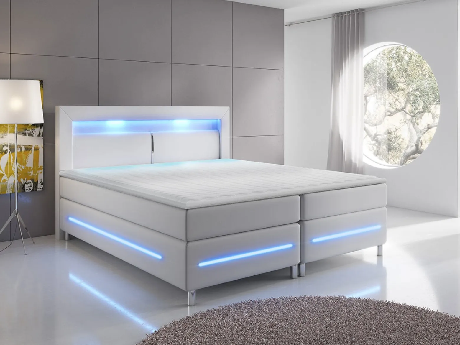 Łóżko kontynentalne Milano LED 160x200