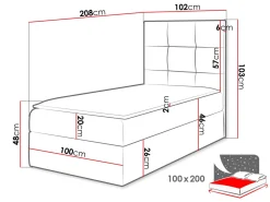 Łóżko kontynentalne Mini 2 100x200, Strona: Lewa