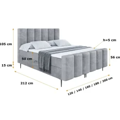 Łóżko kontynentalne - pojemnik, materac, nóżki BOXI1-FC-Z 120x200 cm