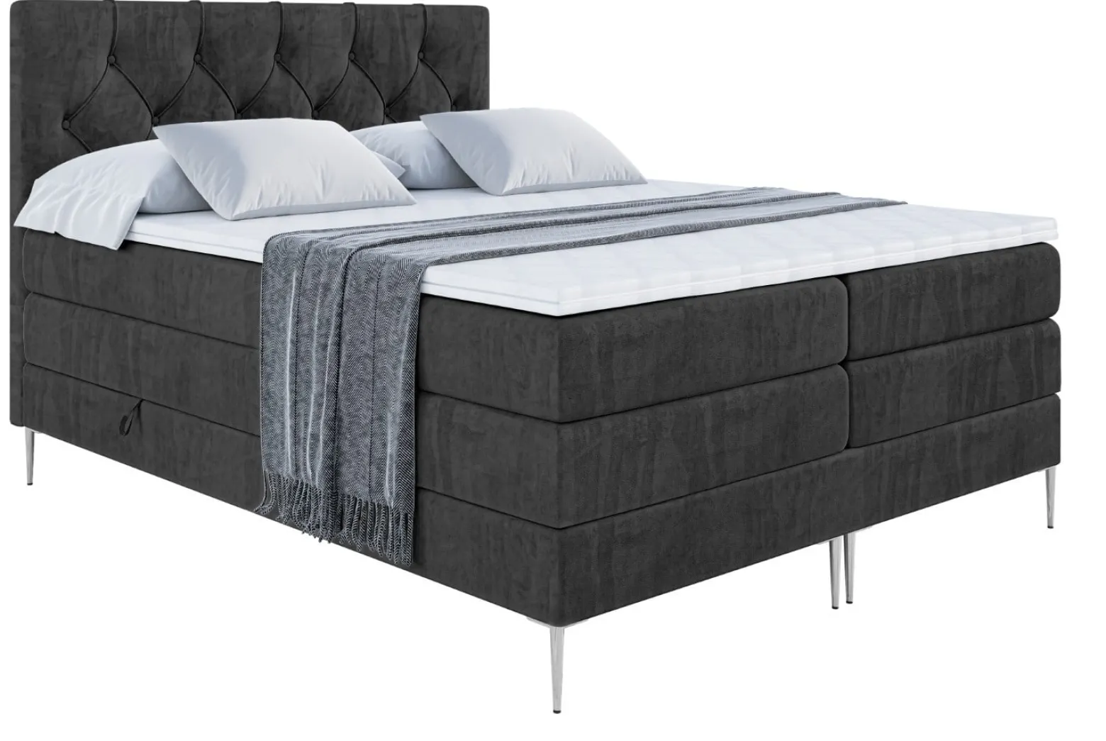 Łóżko kontynentalne - pojemnik, materac, nóżki MIRAGE-FS KING 120x200cm