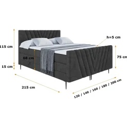 Łóżko kontynentalne - pojemnik, materac, nóżki ERNINA-FD-Z KING 120x200 cm