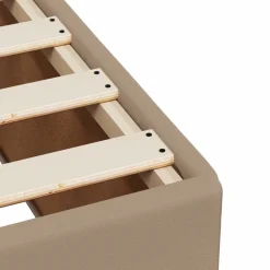 Łóżko Kontynentalne Tapicerowane z Materacem Cappuccino Ekoskóra 90x200