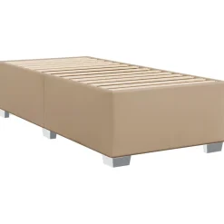 Łóżko Kontynentalne Tapicerowane z Materacem Cappuccino Ekoskóra 90x200